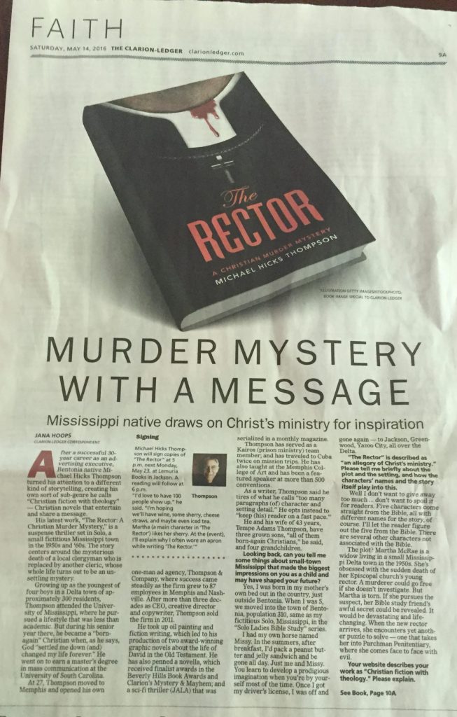 The Clarion Ledger Reviews The Rector in their Faith Section